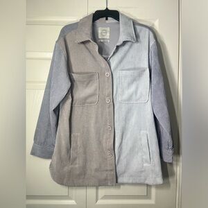 STOOSH Women's Neutral Color Block Corduroy Shacket